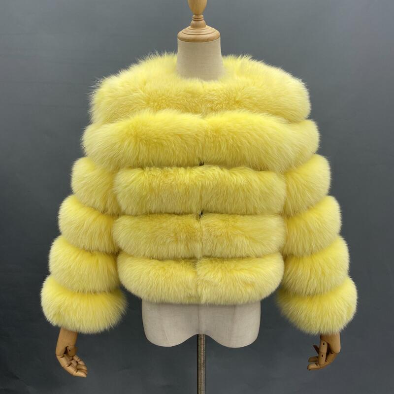 Veste en fourrure de renard chaude classique pour femme, 5 rangées, veste colorée, taille personnalisée disponible, livraison directe