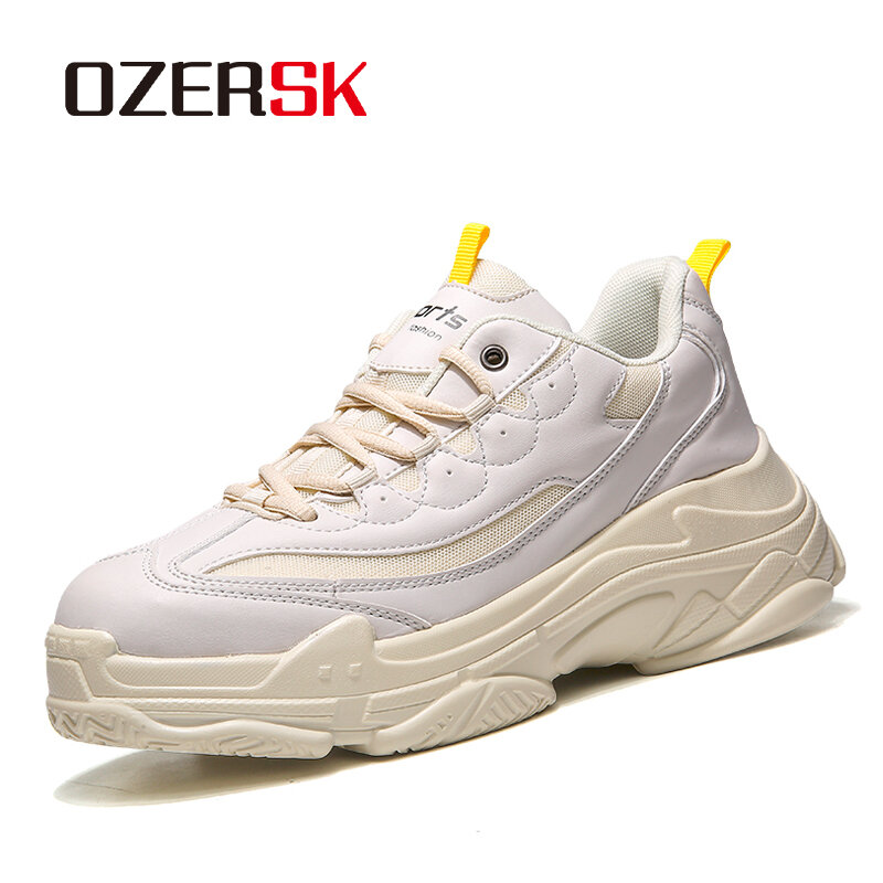 Ozersk ระบายอากาศได้สวมใส่สบายกลางแจ้งกันลื่นแพลตฟอร์มประกบกันด้านบนรองเท้าแฟชั่นลำลองสำหรับผู้ชายขนาด37-45