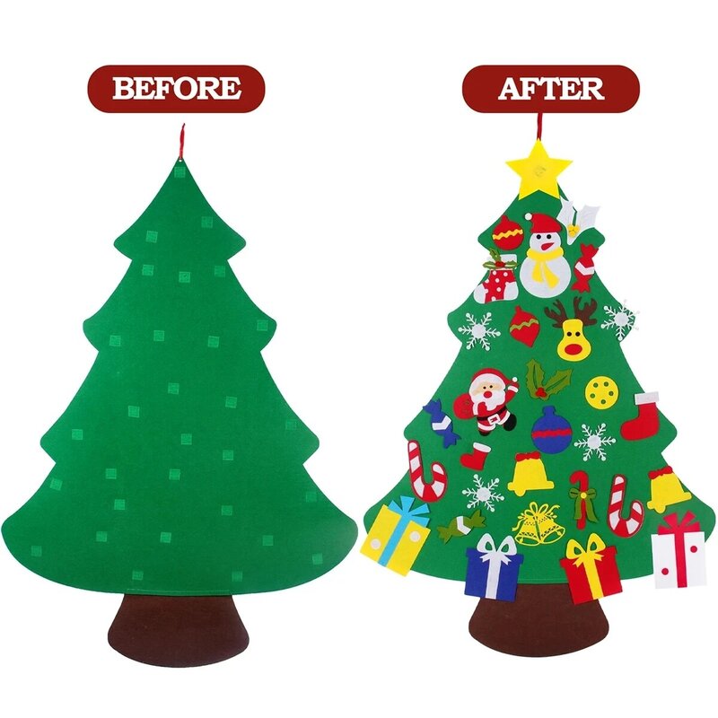 Войлочная Рождественская елка «сделай сам», Рождественский Декор для дома, 2022, Рождественские елочные украшения, Санта-Клаус, детская Рождественская елка, новогодние подарки