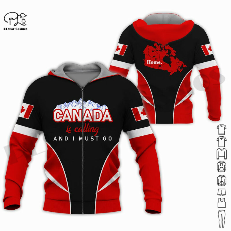 Plstarcosmos 3dprint mais novo orgulhoso canadá bandeira arte canadense engraçado harajuku causal único unissex hoodies/moletom/zip estilo-6
