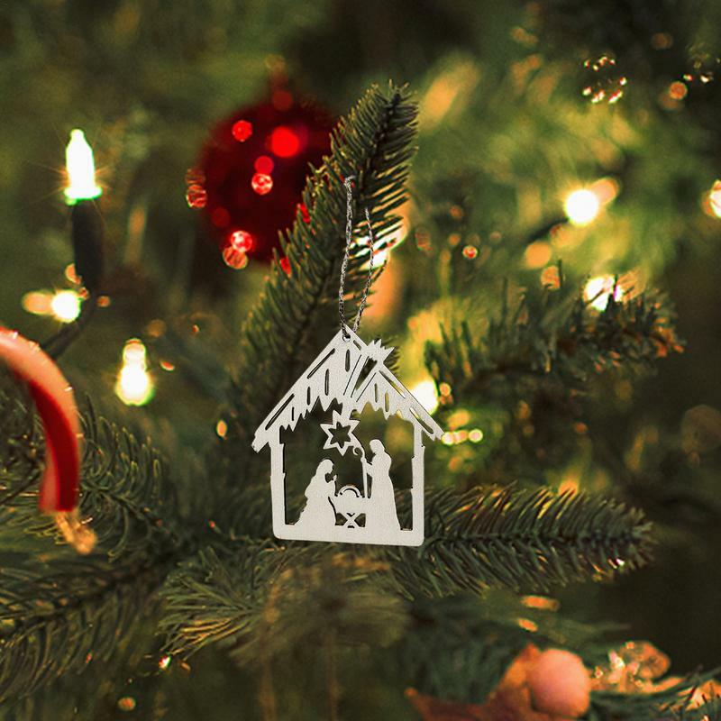 Adornos colgantes de árbol de Navidad con Chip de madera, candelabro colgante de Adviento de Jesús, decoración de Navidad y Año Nuevo, 2023