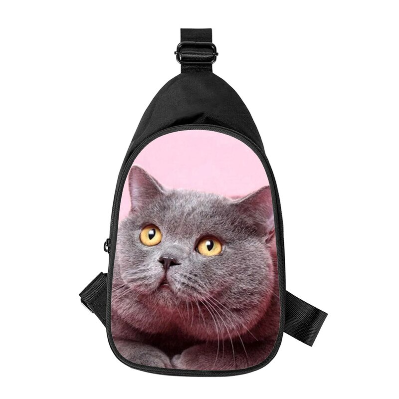 British shorthair cat 3D Print New Men Cross Chest Bag Diagonally Women Shoulder Bag Husband School Waist Pack Male chest pack