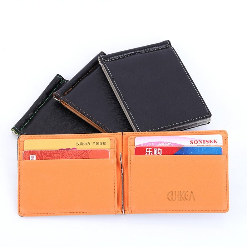 Portafoglio multifunzionale per carte da uomo Ultra sottile portafoglio sottile in pelle PU porta carte di credito porta carte d'identità Mini borsa per uomo