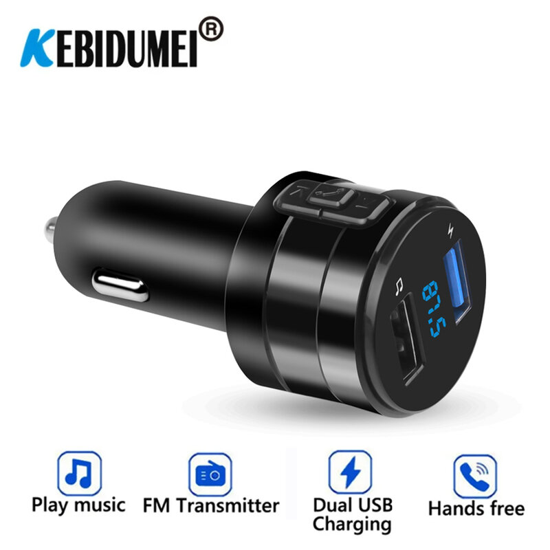 جهاز إرسال FM مع Bluetooth 4.2 ، مشغل MP3 ، 3.1A ، منافذ USB مزدوجة ، شاحن سيارة ، طقم مغير يدوي ، محول ولاعة السجائر