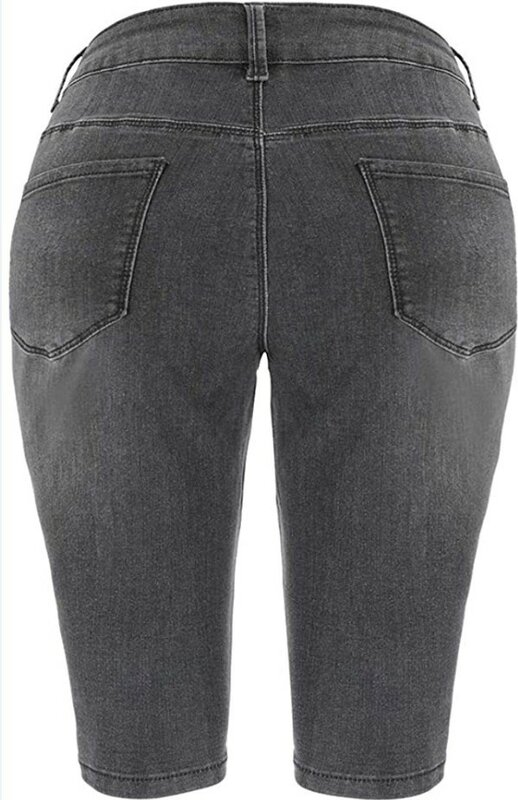Jeans kurus wanita 2023, celana panjang Denim elastis pinggang tinggi, celana pensil panjang selutut, celana panjang Denim kasual nyaman