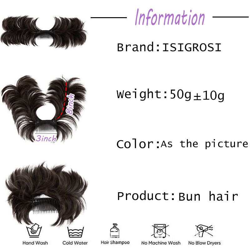 Messy Bun Chignon Hair Ponytail Extensions Short Bun Clip in Hair Piece Scrunchy Black Synthetic Updo False Hairpiece for Women