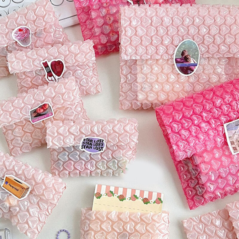 Bolha Envelopes Mailing Bags, Pink Love Bubble Mailer, Self-Seal Embalagem, Suprimentos para Pequenas Empresas, Envelopes acolchoados, 10Pcs