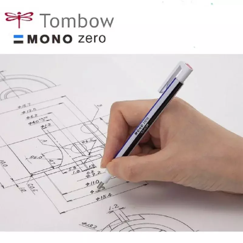 Tombow Bleistift Radiergummis nachfüllen, Mono Zero Press Quadrat/runde Spitze Detail Radiergummi Stift zum Zeichnen Skizzieren Student Künstler Lieferungen