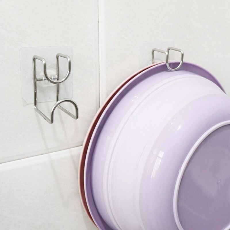 1Pcs Traceless Punch-free Save Space Household Washbasin Hooks Storage Holder Storage Rack Bathroom Accessories