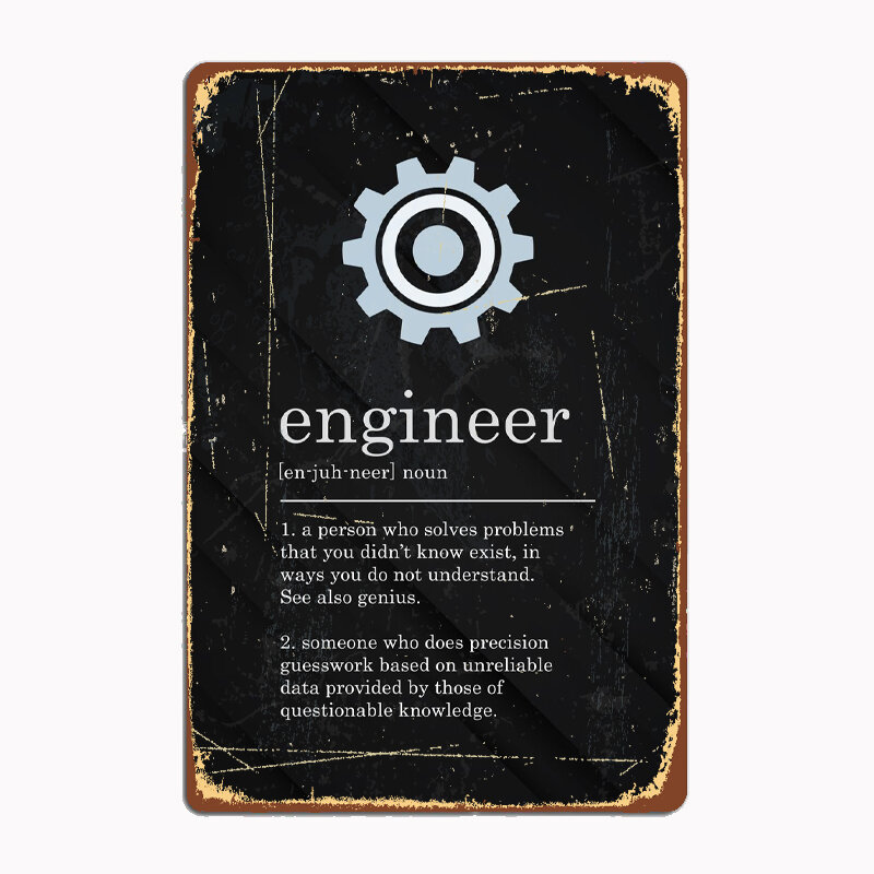 Cartaz do cartaz da placa do metal da definição do engenheiro engraçado
