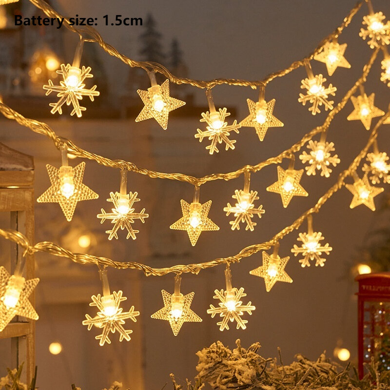 Christmas Tree Snowflake LED String Lights Banner Christmas Decoration 2023 for Home Navidad Xmas Tree Decor Fairy Light Pendant