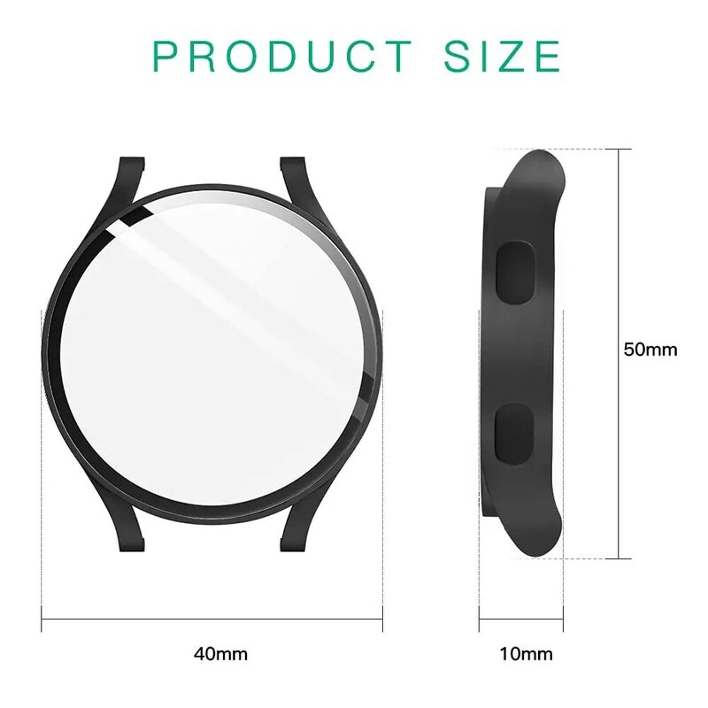 Glass+case for Samsung Galaxy Watch 4/5/6 44mm 40mm,All-Around Screen Protector Hard PC Bumper Tempered Glass for Galaxy watch 6