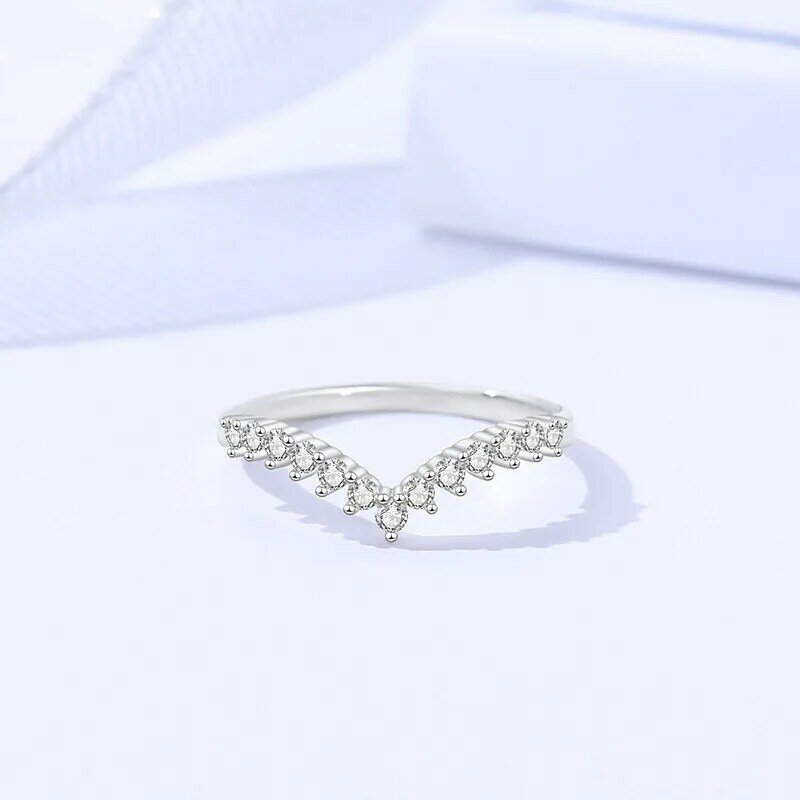 Cincin mahkota perak sterling 925 wanita, cincin berlian sederhana gaya Eropa dan Amerika Serikat