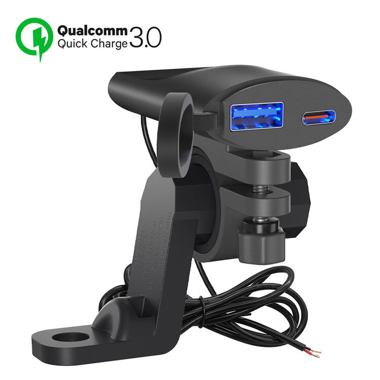 USB socket Rearview mirror expansion stand 12V 30W PD 18W motorcycle USB charger QC3.0PD Fast charging adapter