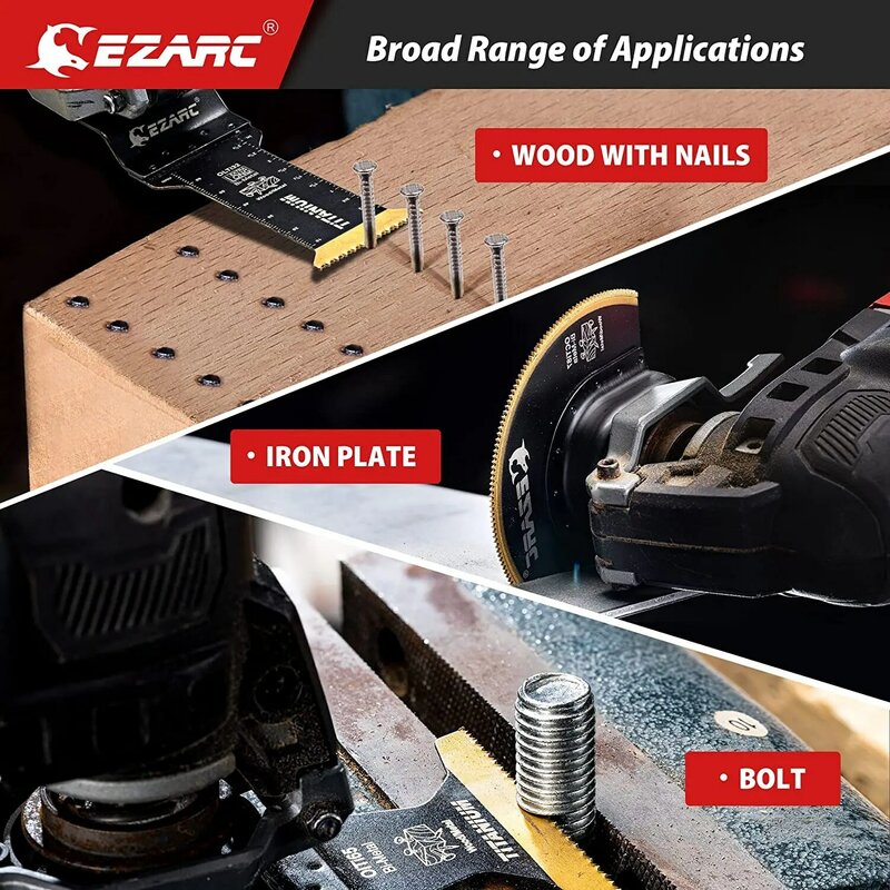 EZARC 4Pcs Titan Oszillierende Sägeblätter Kit, Plunge Schneiden Multitool Klingen für Metall Holz Nägel Schrauben, flush Cut Universal