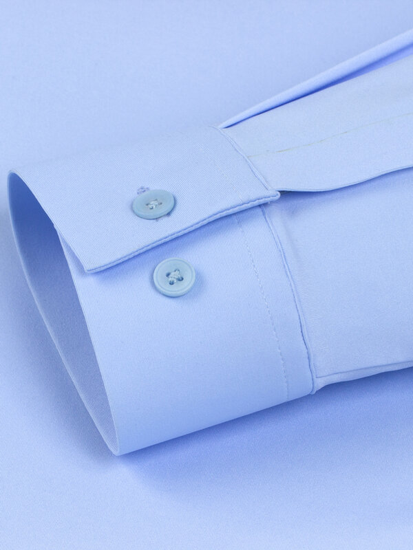 Мягкие Удобные однотонные мужские деловые рубашки из смеси нейлона и спандекса, дышащие, слегка стрейч, с длинным рукавом и пуговицами