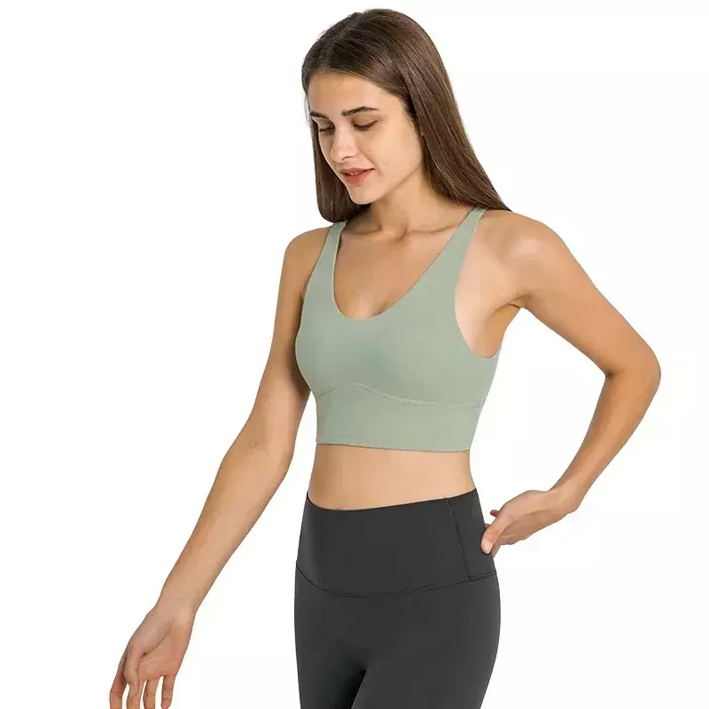 Lemon Sexy Fitness Bra Tights Yoga Vest Women Sports Top Female Push Up Sexy Deep V Cross Beauty Back Chest Pad Gym Clothe