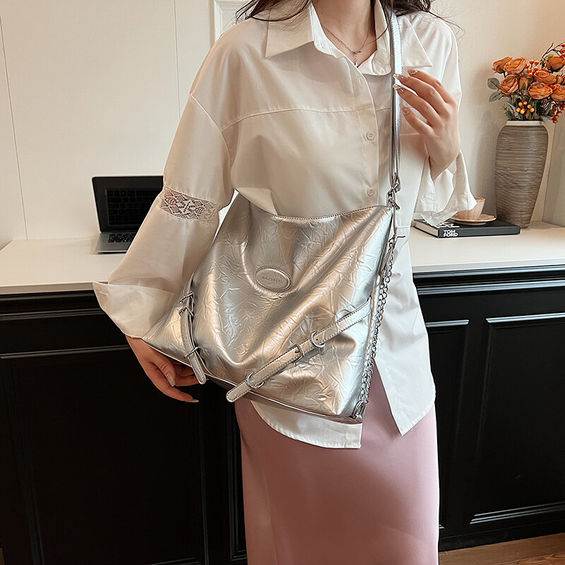 Borsa a tracolla piccola in pelle PU con Design a cintura per donna 2024 Y2K borse e portamonete moda coreana borse a tracolla in argento femminile