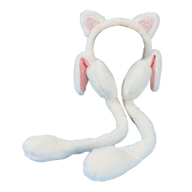 A2ES Winter Cartoon oorbeschermer voor kinderen met beweging voor kattenoor pluche oorwarmerhoes