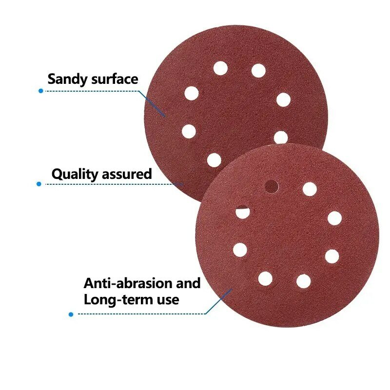 XCAN 5 Inch 125mm 8 Hole 40-3000 Grit Round Shape Sanding Discs Buffing Sheet Sandpaper 8 Hole Sander Polishing Pad