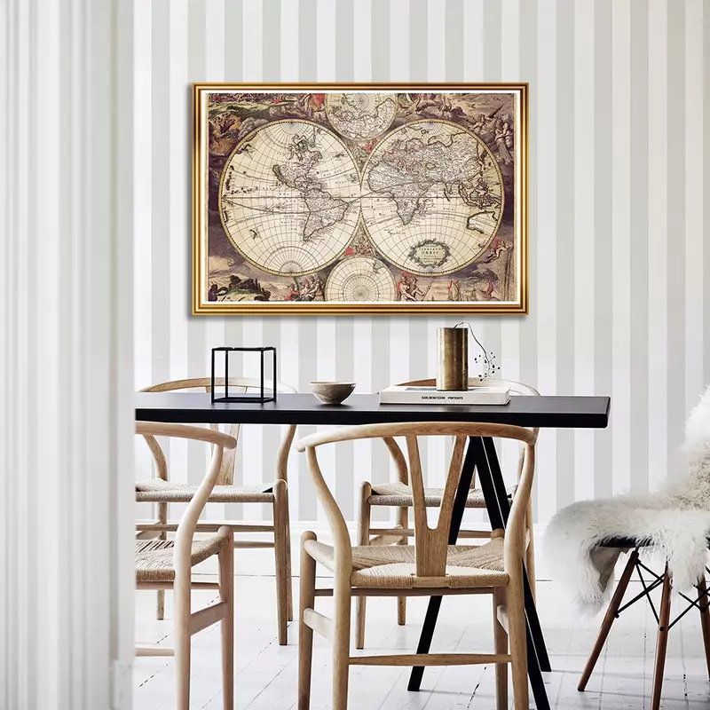 중세 라틴 벽 아트 포스터, 레트로 장식 캔버스 그림, 거실 홈 장식, 학교 용품, 세계 지도, 90x60cm