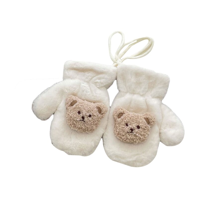 Детские зимние перчатки M76C, теплые лыжные перчатки для девочек и мальчиков, дышащие универсальные Мультяшные перчатки с вырезом «Медведь»