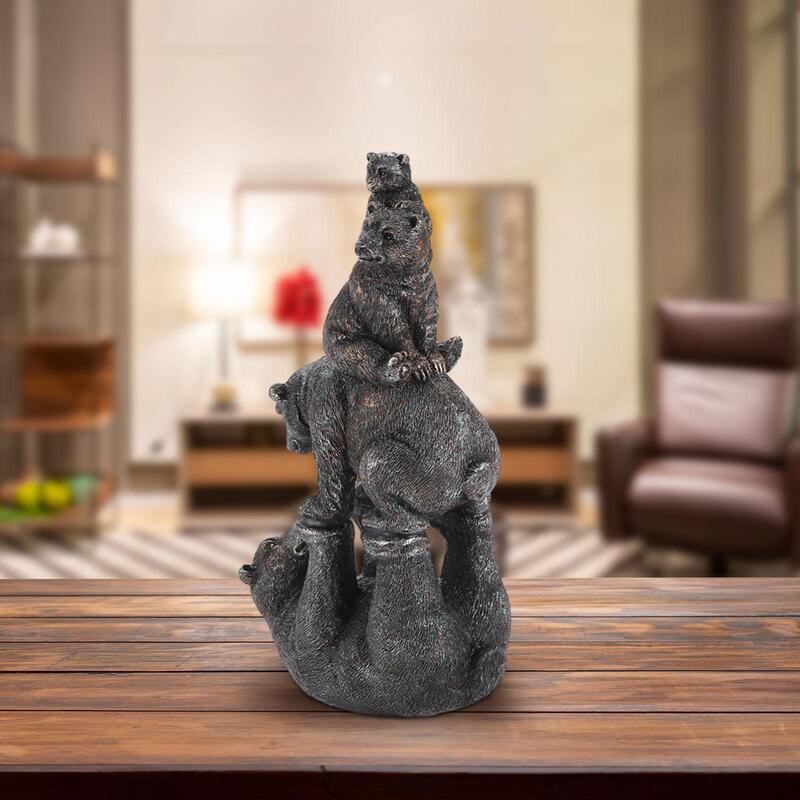 Estatuilla de oso negro de resina, decoración para granja, hogar, oficina