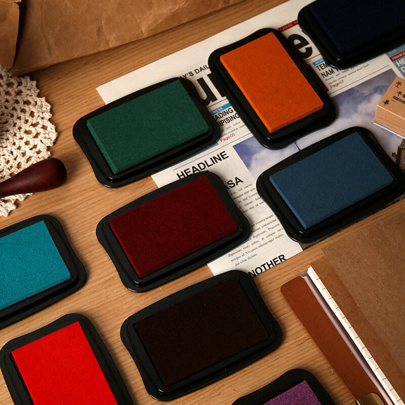12 kleuren vintage effen kleur groot formaat inktkussen voor stempel diy ambachten scrapbooking rubber houten stempels inkpads vingerverven