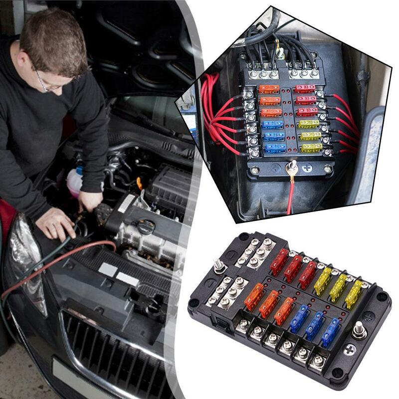 6/12 Wege Sicherungs kasten LED Warn anzeige 12V 32V Strom verteiler Panel Auto Boot Sicherungs kasten halter mit Kunststoff abdeckung