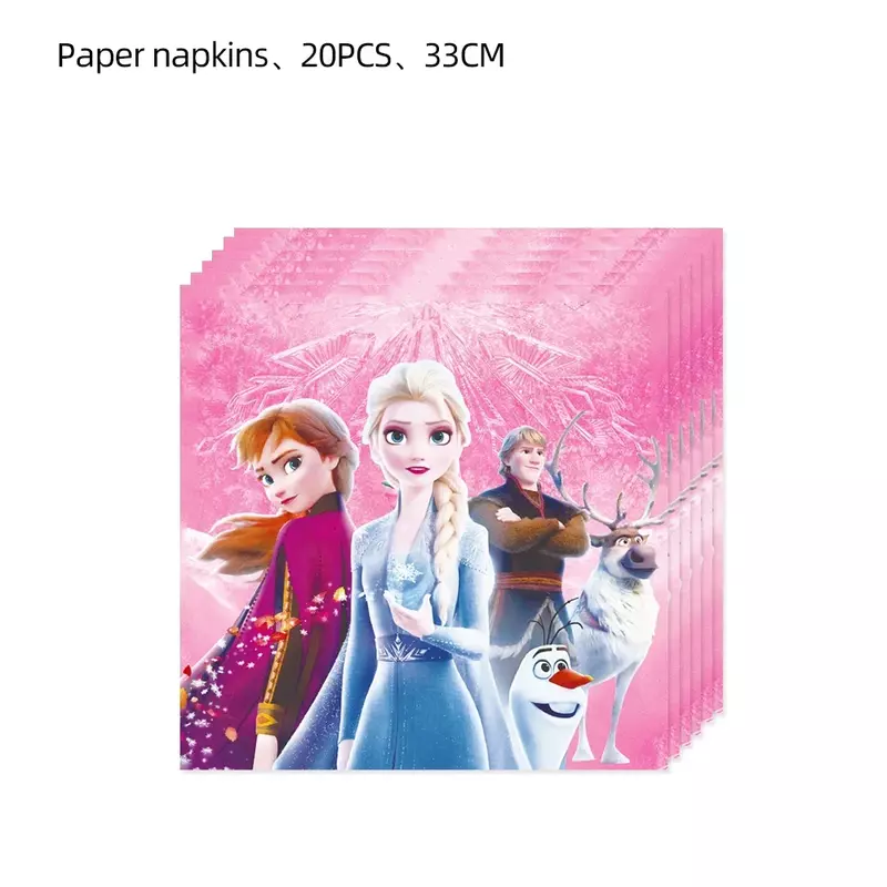 Disney Pink Frozen Queen Girl Dekoracja urodzinowa Elsa&Anna Balon Obrus Talerze Kubki Baby Shower Party Supplies