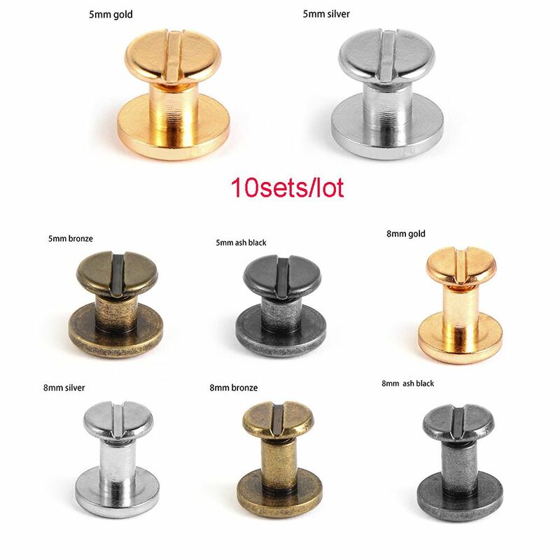 10sets Copper Leather Craft Belt Wallet Solid Brass Nail Rivets Screws Cloth Button decoration nail