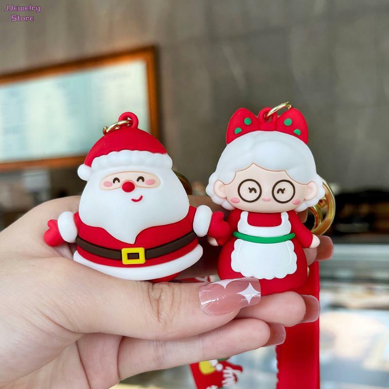 산타 키체인 만화 클로스 열쇠 고리, 크리스마스 장식용 귀여운 크리스마스 트리 열쇠 고리, 전화 배낭 지갑 선물, 파티 선물, 1PC