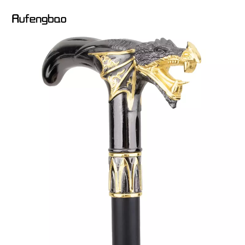 Tongkat berjalan kepala naga emas hitam, stik dekoratif pesta antik modis Crosier 93cm