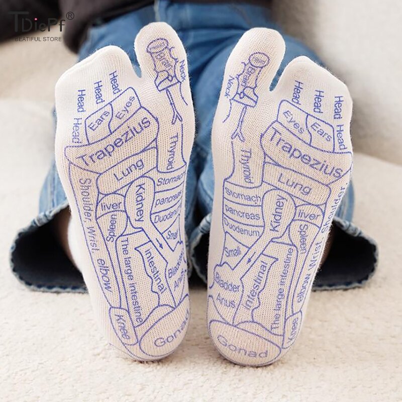 1pcs Foot Massage Socks Acupressure Reflexology Socks Yoga Foot Massage Foot Point Diagram Acupoint Socks With Massage Sticks