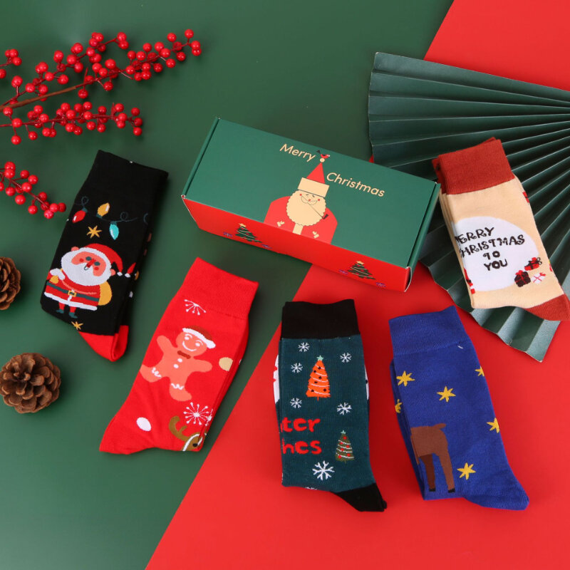New Cartoon Christmas Gift Socks Street Sports Trend Couples Cotton Socks