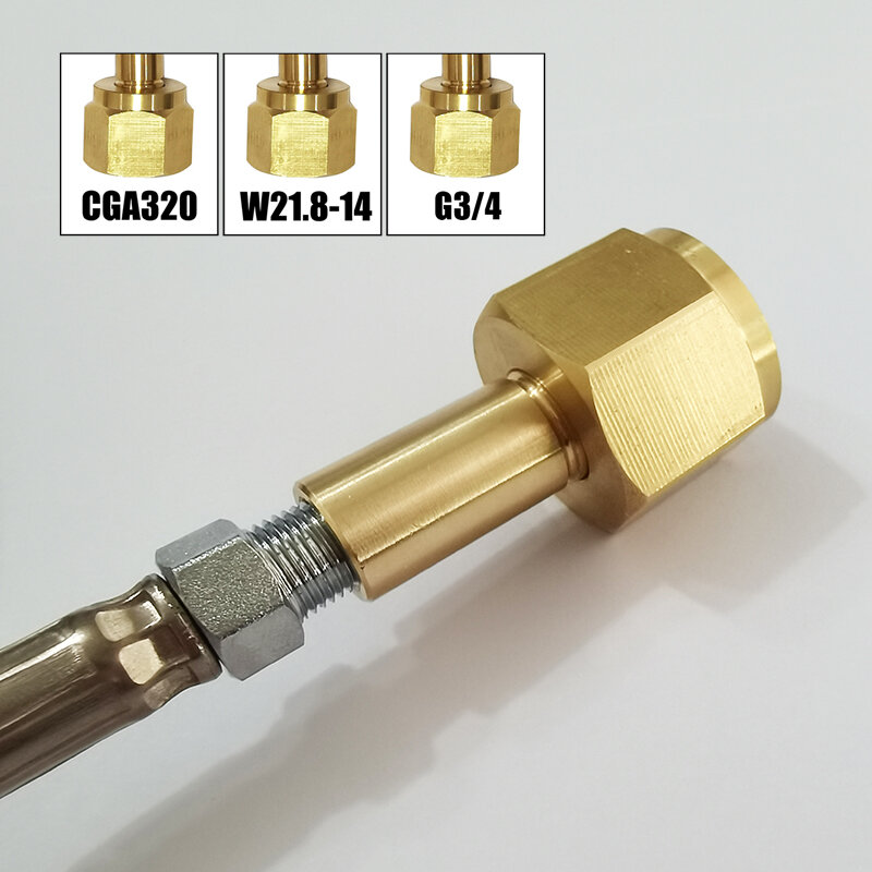 Adaptor isi ulang tangki silinder Co2 penghubung udara Air Soda (tipe ulir TR21-4) dengan Kit pengukur selang W21.8-14 G3/4 konektor CGA320