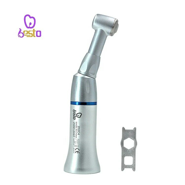 Equipment Push Button Contra Angle den tal Low Speed Handpiece E type 1:1 Blue Ring Compatible for 2.35mm Bur