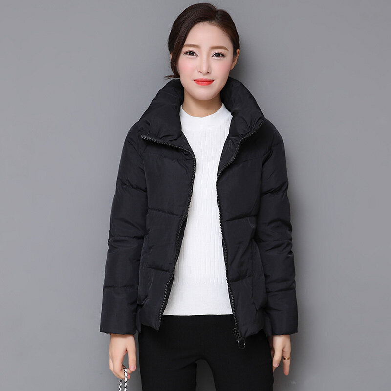 Chaqueta acolchada de algodón para mujer con cremallera y tela adhesiva, ajuste suelto, corto, estilo coreano, moderno, nuevo