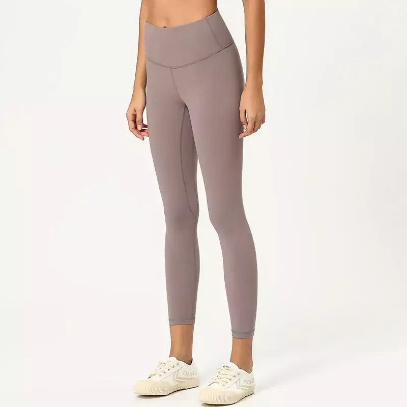 Celana Yoga pengamplasan dua sisi, celana Yoga telanjang ramah kulit, celana Yoga pinggang tinggi