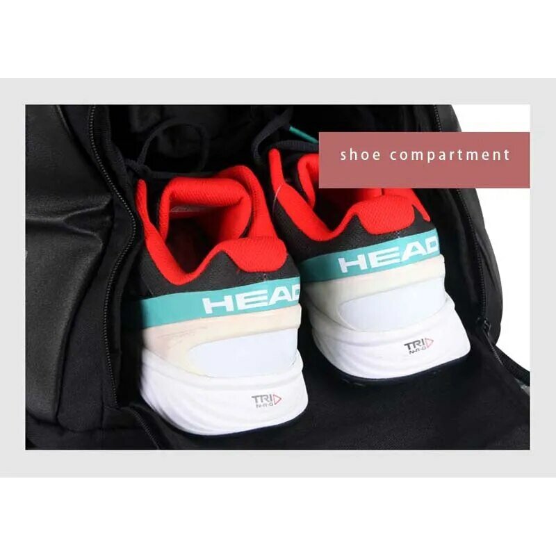 Рюкзак для тенниса серии HEAD Djokovic, 1-2 упаковки, мужская и женская спортивная сумка, рюкзак для бадминтона, независимое отделение для обуви