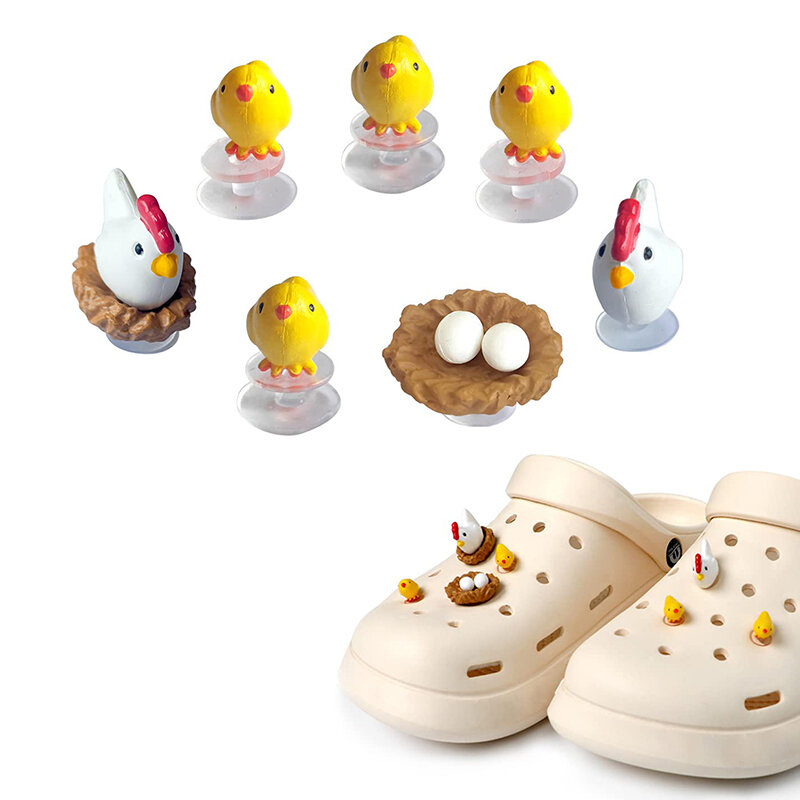 Dijes de zapatos 3D para niños, decoraciones de zapatos de pollos bonitos, accesorios para niños