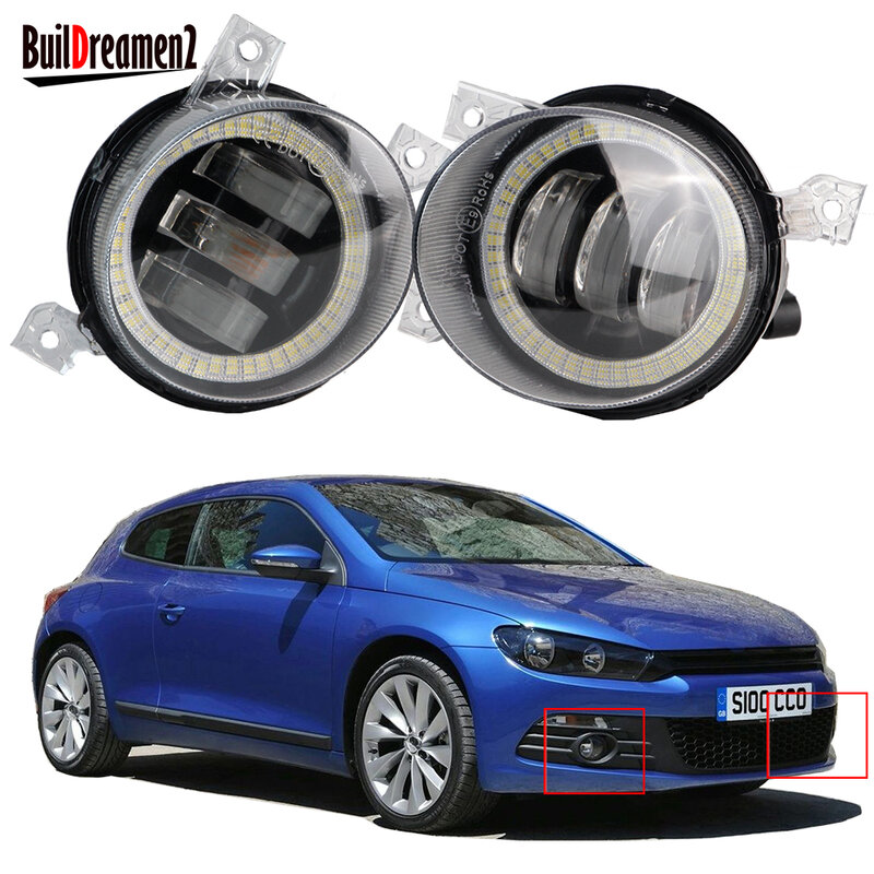 2 X Angel Eye LED fendinebbia DRL per Volkswagen VW Scirocco 3/III 2008-2014 Canbus Car Front Fog Daytime Running Lamp Assembly