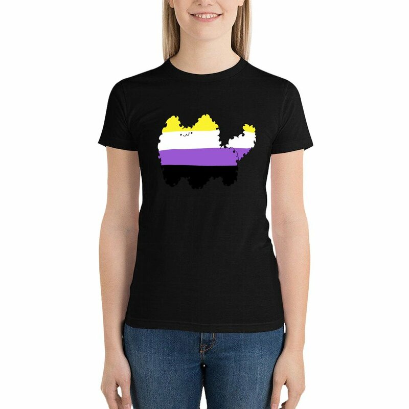 Camiseta de gato no binario para mujer, ropa estética, vestido divertido, talla grande, 3