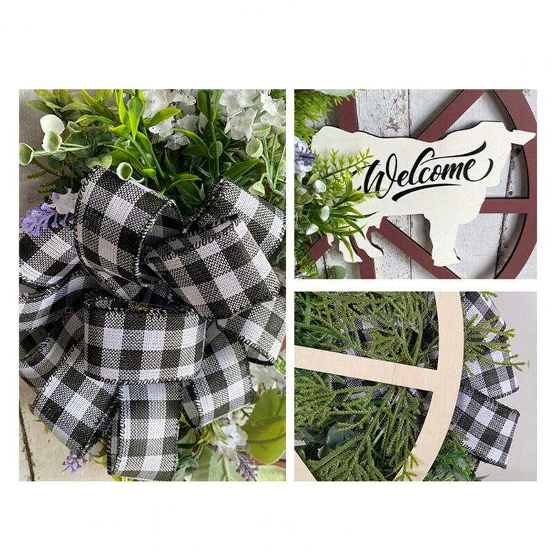 Rustic Welcome Sign Cow Wheel Garland with Bow-tie Non-fading Reusable Farmhouse Front Door Hanging Wreath Party Decor Supplies