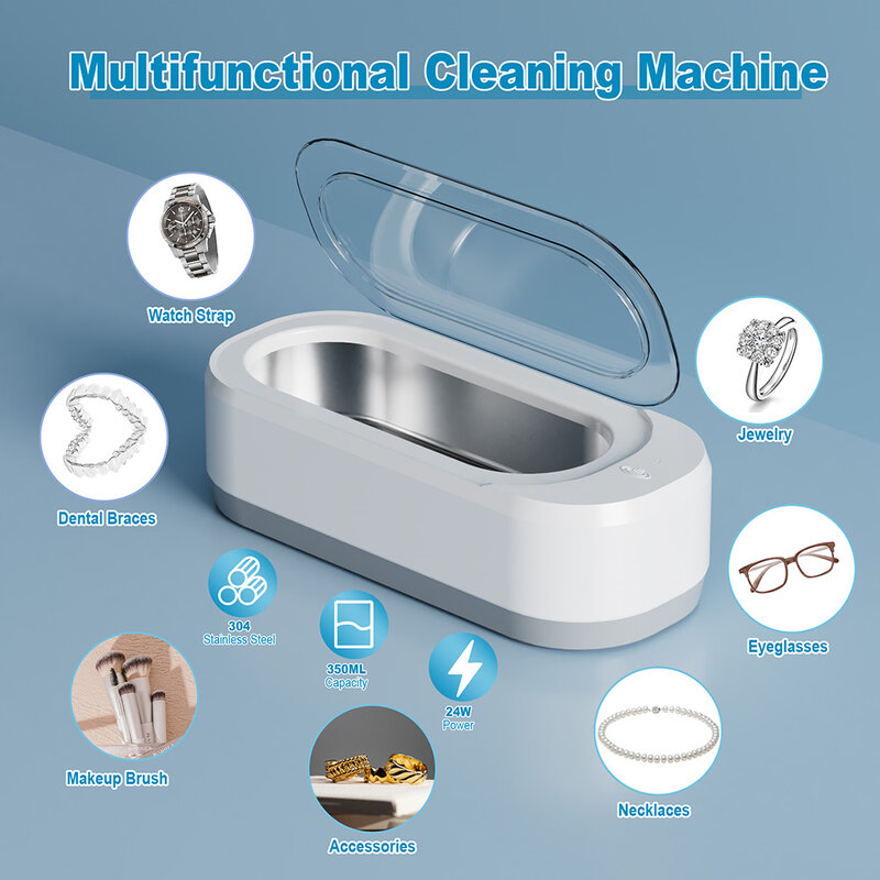 Máquina ultrasónica para limpieza de joyas, limpiador de gafas de alta frecuencia, baño para lavado de gafas