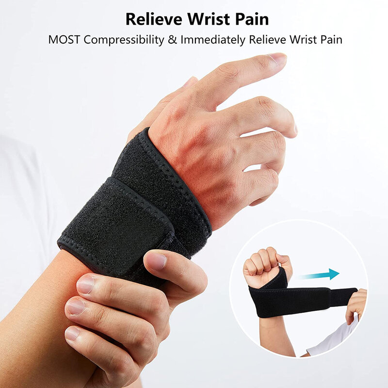 2 correias ajustáveis do apoio da tala do pulso da cinta de pulso dos esportes dos pces para a dor de pulso do weightlifiting, artrite do túnel do carpo, tendonite
