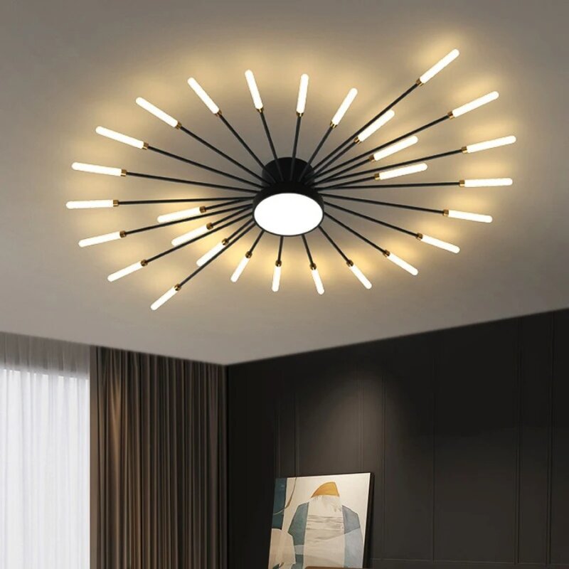 Luz LED de techo moderna, candelabro de gran tamaño, creativo, nórdico, para comedor, vestíbulo, sala de estar, decoración Interior de Hotel