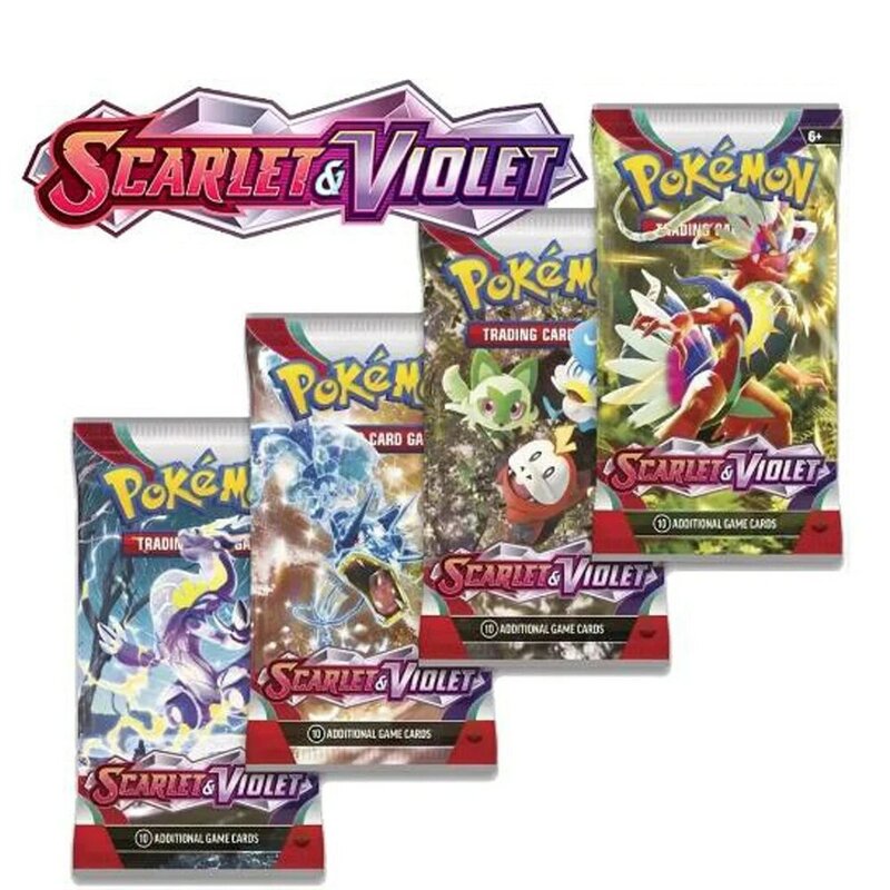 Kartu Pokemon Scarlet Violet 40pc kartu Booster, hadiah koleksi permainan Koraidon Miraidon pertempuran mengumpulkan kartu mainan