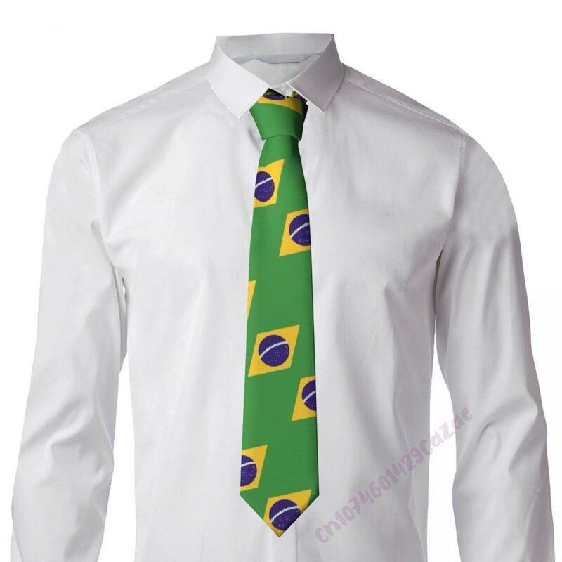 Bandeira do brasil pescoço laços para homens feminino casual xadrez gravata ternos magro festa de casamento gravata gravatas para presente orgulhoso