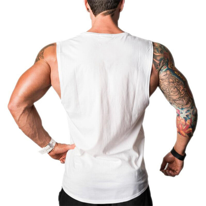 Camisola de alças sem mangas de algodão para homens, Treino Singlet, Tops Running Stringers, Brand Gyms Vestuário, Camisa do músculo